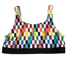 NEW Target Pride Rainbow Checkered Sports Bra 2X Pride Festival Yoga Activewear